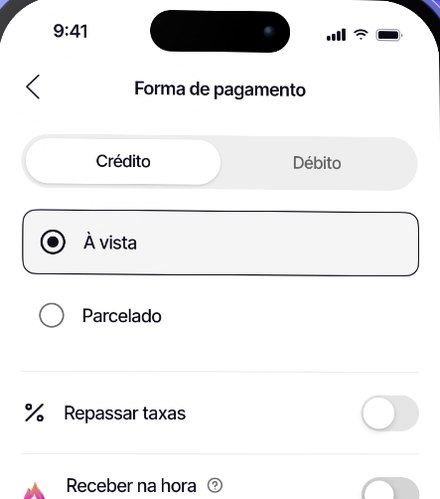 Tela de cobrança do app, com o valor e as parcelas
